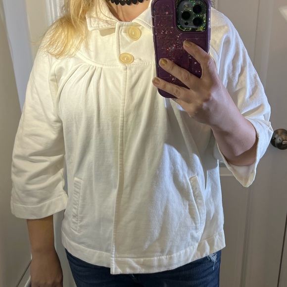 CROFT & BARROW CREAM CAPE BLAZER JACKET WARM XL TOP SHIRT BLOUSE POCKETS EUC - Picture 1 of 16